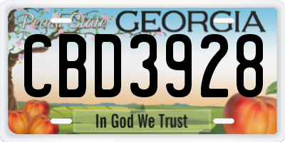 GA license plate CBD3928