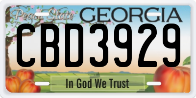 GA license plate CBD3929