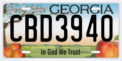 GA license plate CBD3940