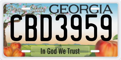 GA license plate CBD3959