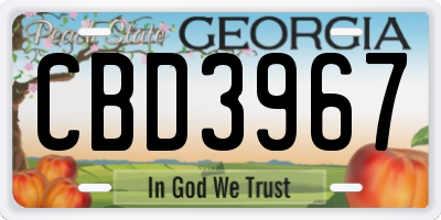 GA license plate CBD3967