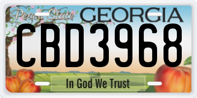 GA license plate CBD3968