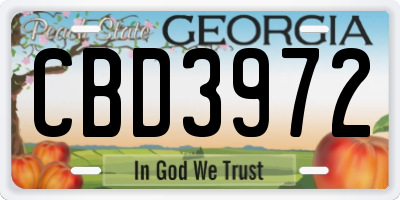 GA license plate CBD3972