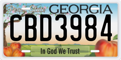 GA license plate CBD3984