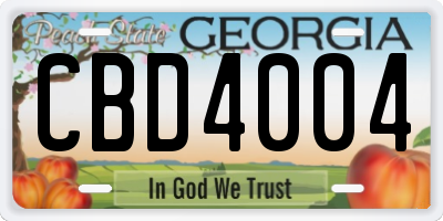 GA license plate CBD4004