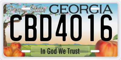 GA license plate CBD4016