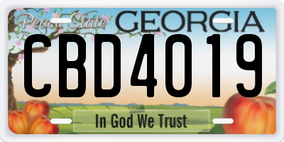 GA license plate CBD4019