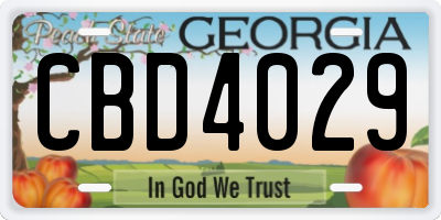 GA license plate CBD4029