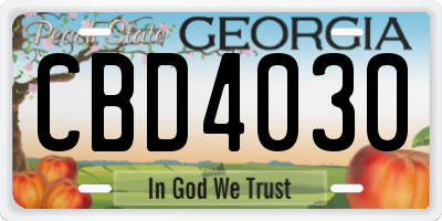 GA license plate CBD4030