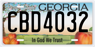 GA license plate CBD4032
