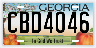 GA license plate CBD4046