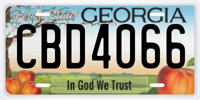 GA license plate CBD4066