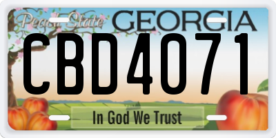 GA license plate CBD4071