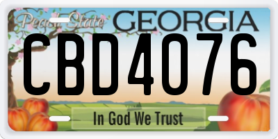 GA license plate CBD4076