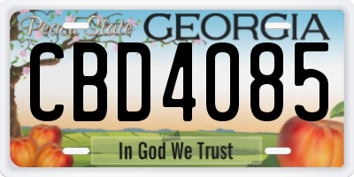 GA license plate CBD4085