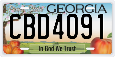 GA license plate CBD4091