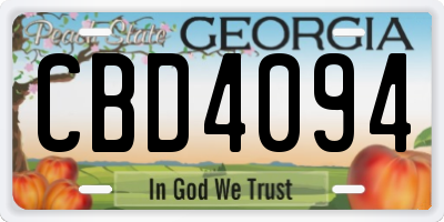 GA license plate CBD4094