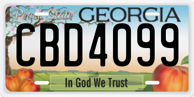 GA license plate CBD4099