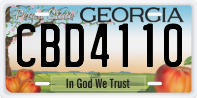 GA license plate CBD4110