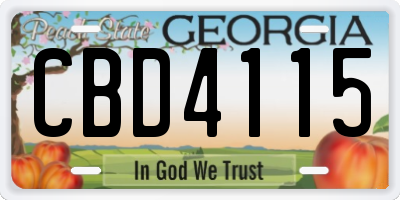 GA license plate CBD4115
