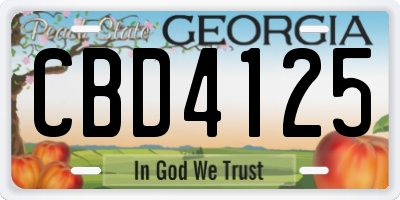 GA license plate CBD4125