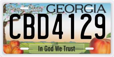 GA license plate CBD4129