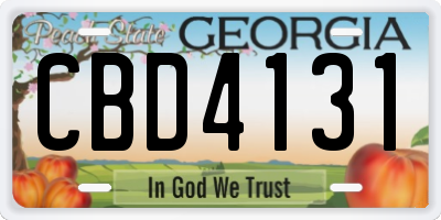 GA license plate CBD4131