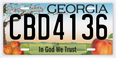 GA license plate CBD4136