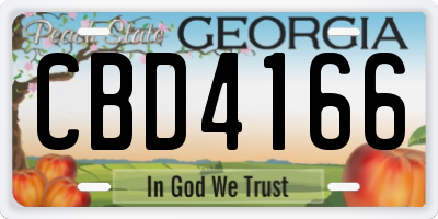 GA license plate CBD4166