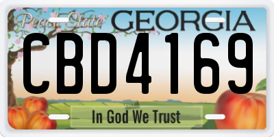 GA license plate CBD4169