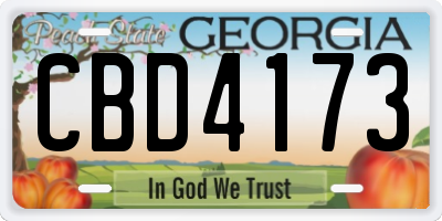 GA license plate CBD4173
