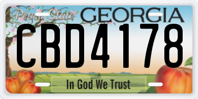 GA license plate CBD4178