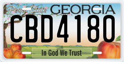 GA license plate CBD4180