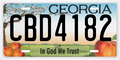 GA license plate CBD4182