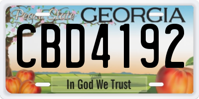 GA license plate CBD4192