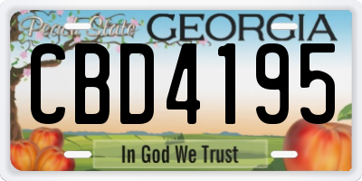 GA license plate CBD4195