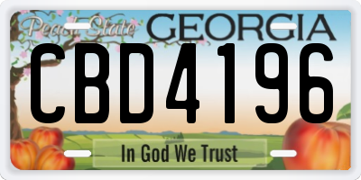 GA license plate CBD4196