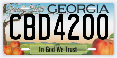 GA license plate CBD4200