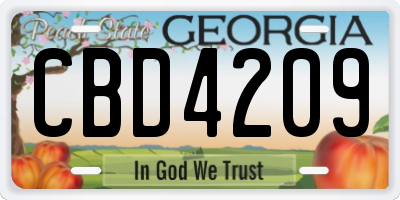 GA license plate CBD4209