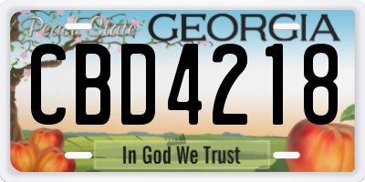 GA license plate CBD4218