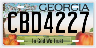 GA license plate CBD4227