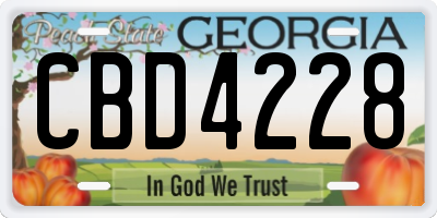 GA license plate CBD4228