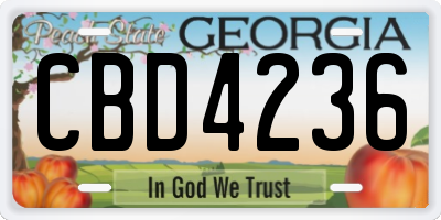 GA license plate CBD4236