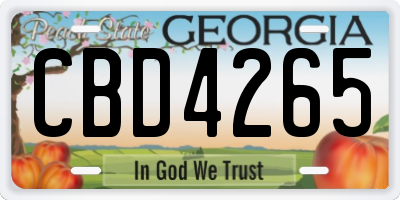 GA license plate CBD4265