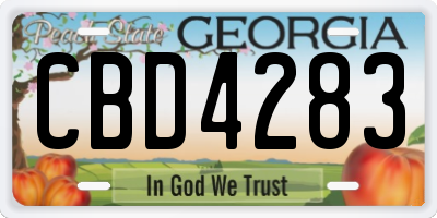 GA license plate CBD4283