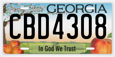 GA license plate CBD4308