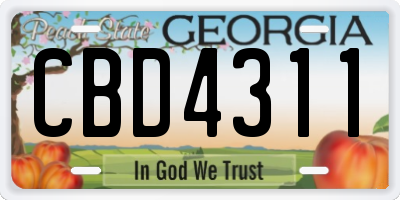 GA license plate CBD4311