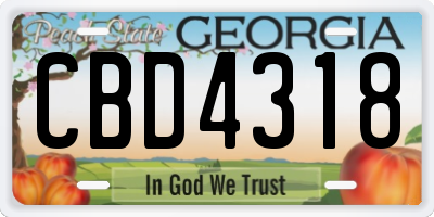 GA license plate CBD4318
