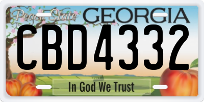 GA license plate CBD4332
