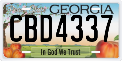 GA license plate CBD4337